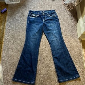 inc denim , regular fit , flare leg jeans